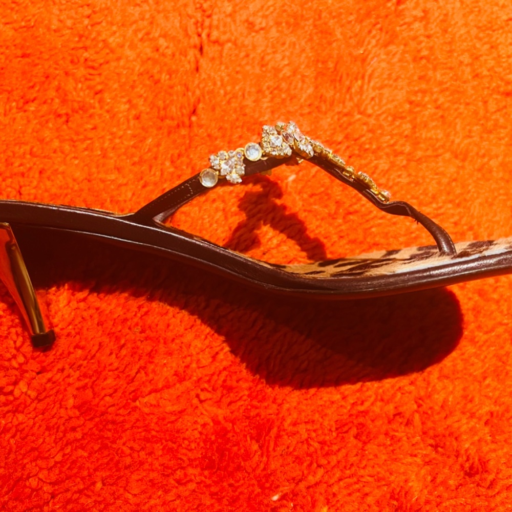 Beautiful Giuseppe Zanotti Vicini thong sandals crystals calf hair Size 39.5 - Picture 7 of 8